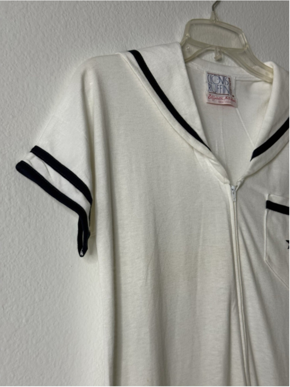 Vintage Clovis Ruffin Elizabeth Arden Sailor Collar Maxi Lounge Dress Made In US - Picture 8 of 16